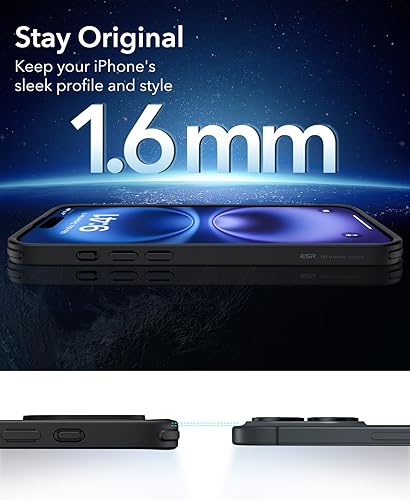 Vista 213 de ESR Funda para iPhone 15 Pro Max, compatible con MagSafe, de grado militar, negro transparente