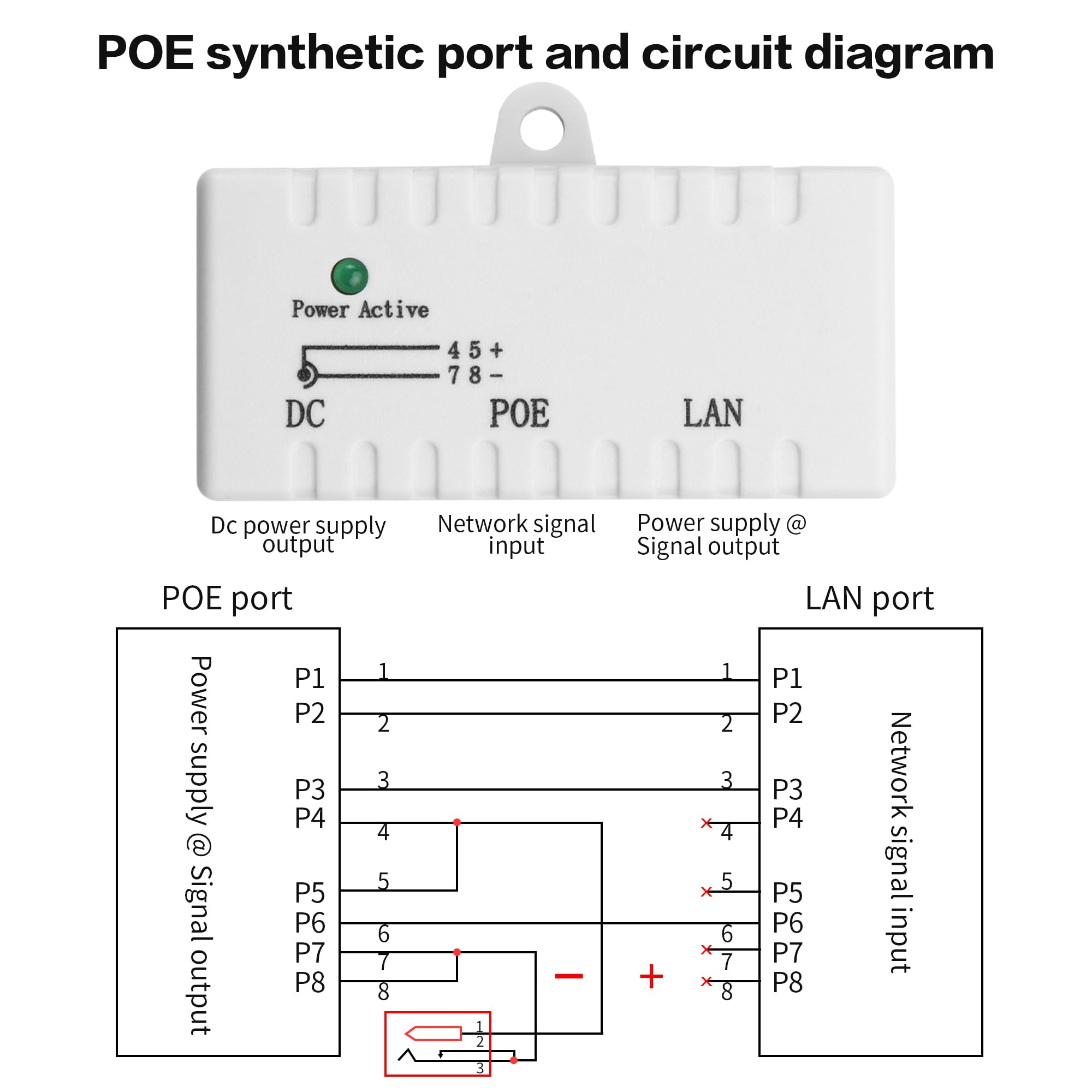 YACSEJAO 2 adattatori PoE passivi a porta singola, 5-48 V CC, 96 W, iniettore/splitter, Ethernet 10/100 Mbps, compatto per telecamere di sicurezza/sistemi solari