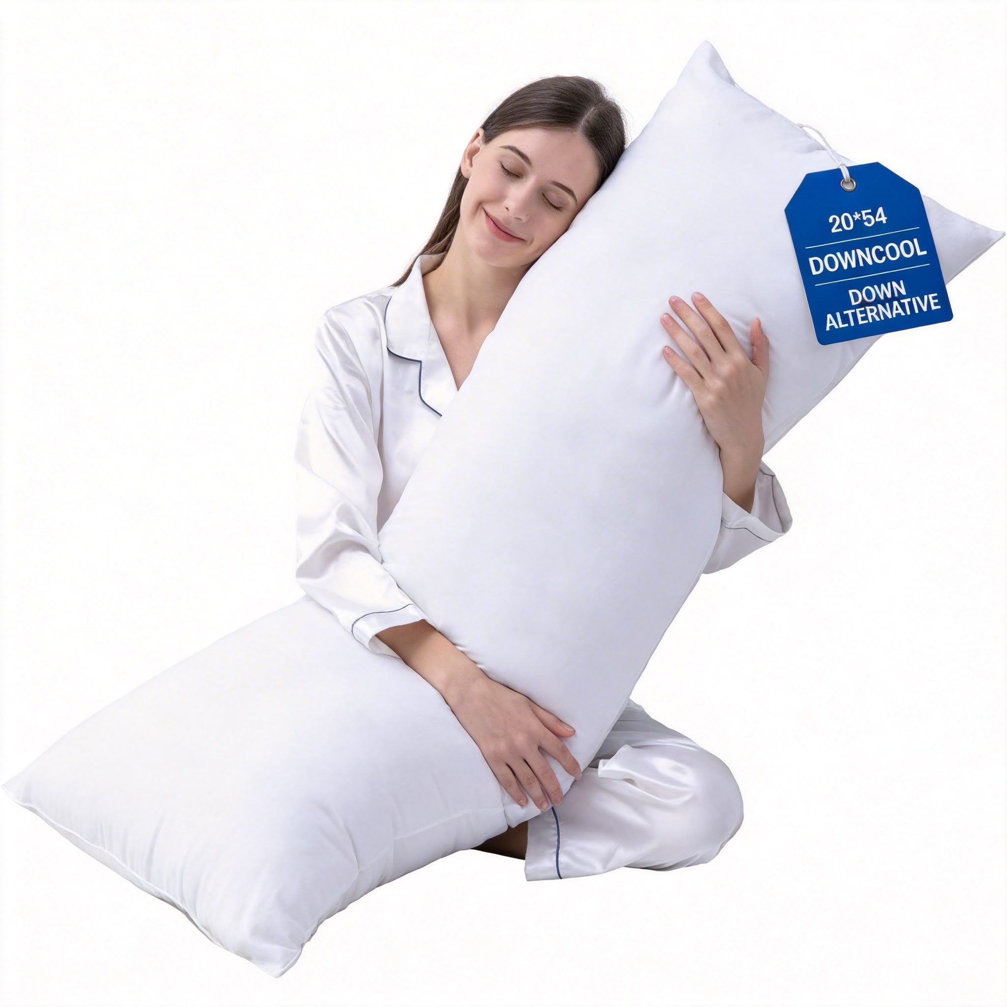 DOWNCOOL Large Body Pillow Insert- Breathable Full Body Pillow for Side Sleeper - Soft Long Bed Pillow for Adults - 20 x 54 inch