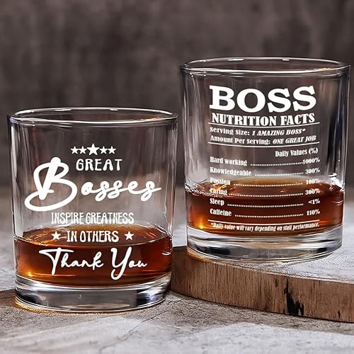 Gift for Boss Whiskey Glass Thank You Gift for Boss Men or Women - Boss Day Gifts For Men