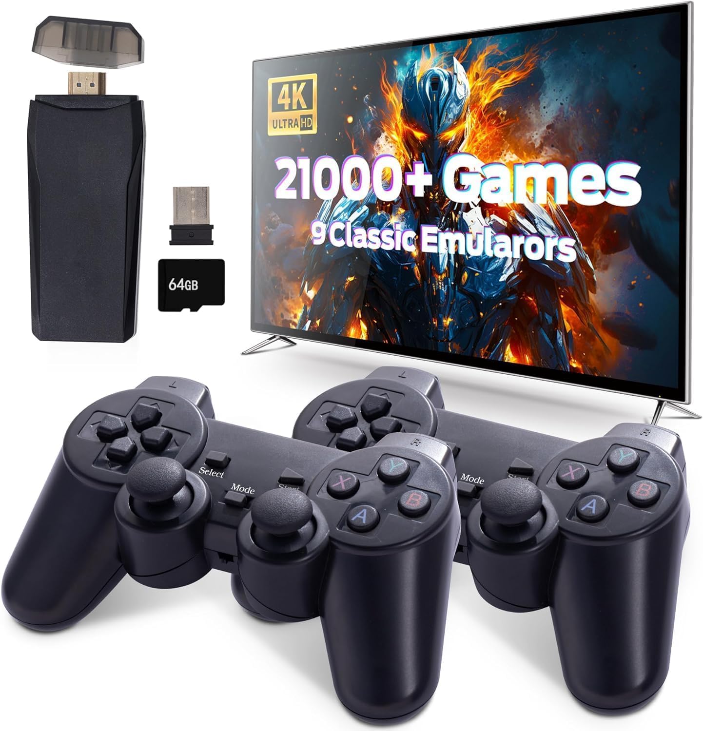 Viart Creationโข Video Games for Kids Wireless Video Games for tv Gaming 64GB Old School Station Video Game HD Games Console Built in 21000 Game Console HDMI Output TV Video Game Console