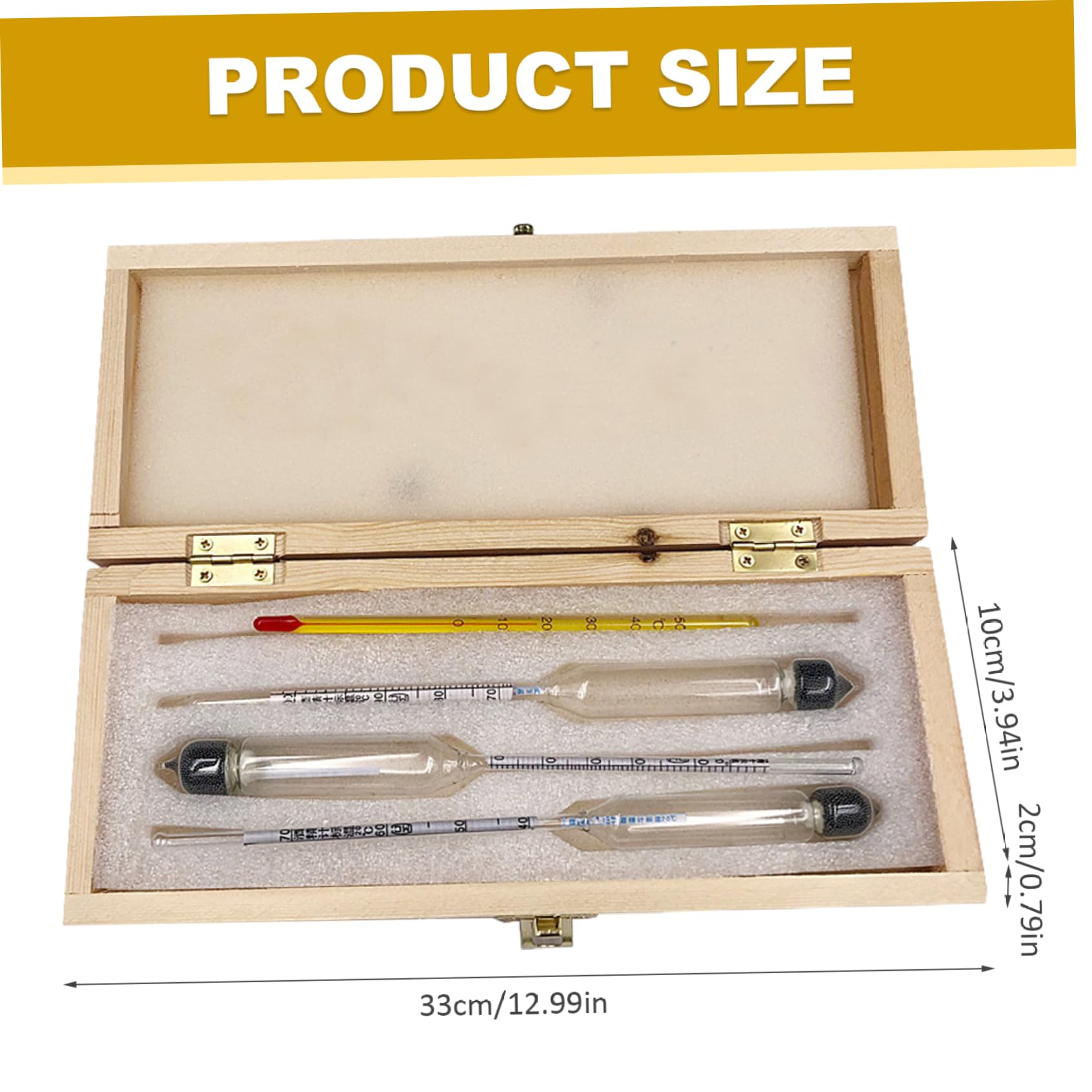 Kit de prueba de medidor de alcohol del hidrómetro, probador de alcohol a prueba de 0-100 0-100, medidor de alcohol graduado preciso con termómetro y caja de madera para vino, cerveza, sidra, prueba,