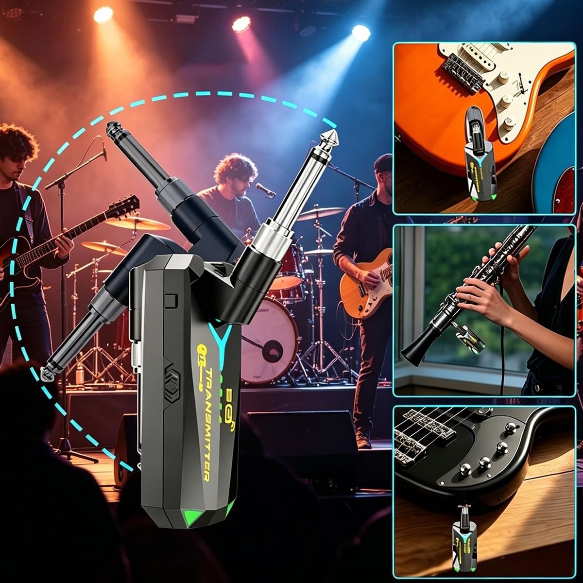 Sistema inalámbrico de 5,8 GHz receptor transmisor de guitarra compatible con guitarras eléctricas, guitarras acústicas y bajos.