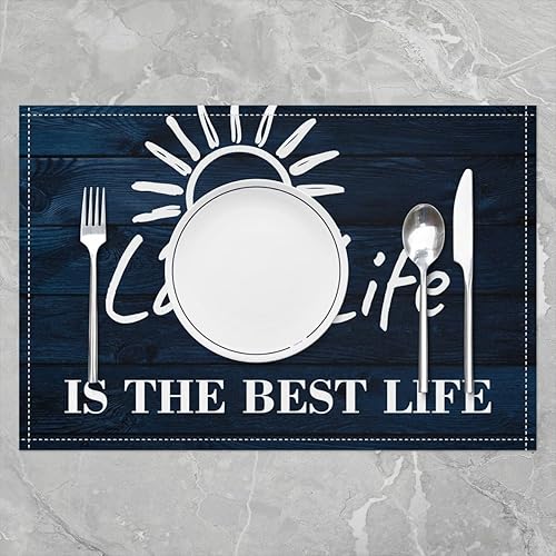 Miniatura 2 de Lake Rules - Manteles individuales decorativos para mesa, manteles individuales cuadrados para mesa de comedor para sofá, dormitorio, sala de estar,