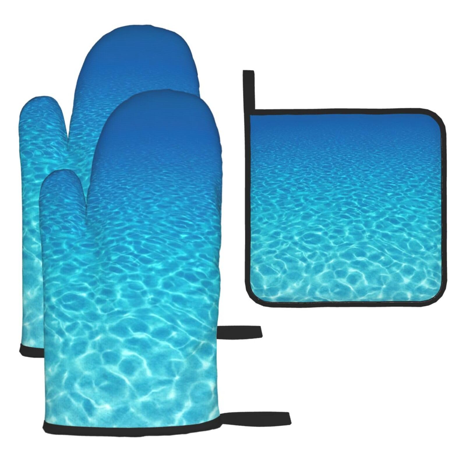 Tranquil Underwater Scenery Print Oven Kitchen Gloves For Baking Outdoor Grilling Home Use Mitts Microwaving Bbq
