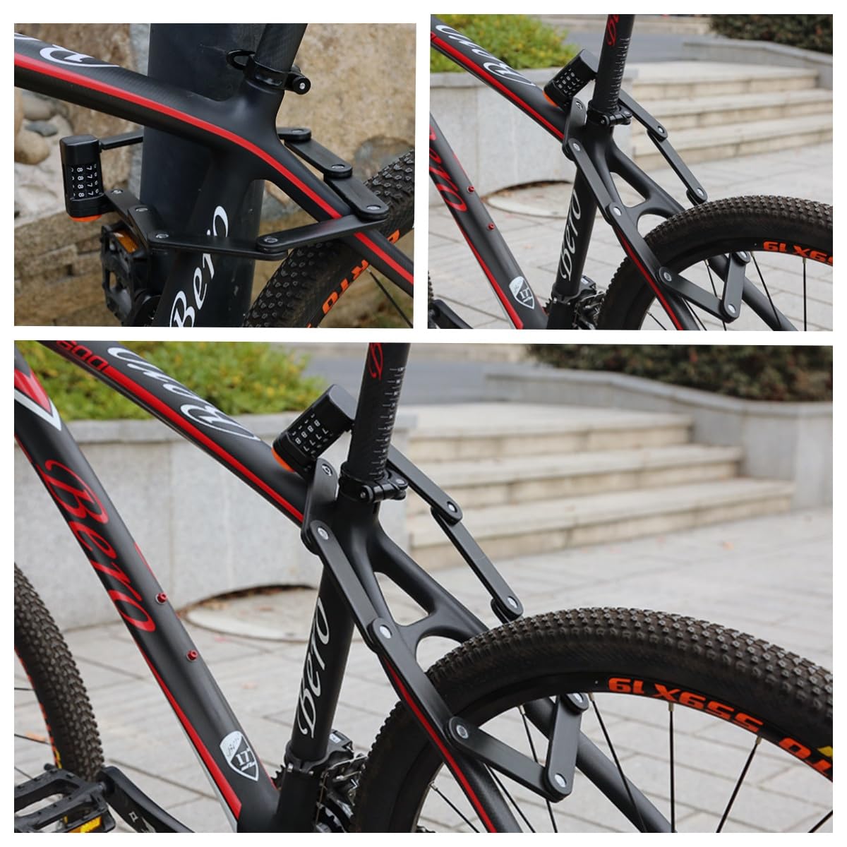 Candado plegable para bicicleta, acero endurecido ligero, mecanismo antipalanca, diseño compacto para bicicletas eléctricas, scooters y bicicletas de carretera