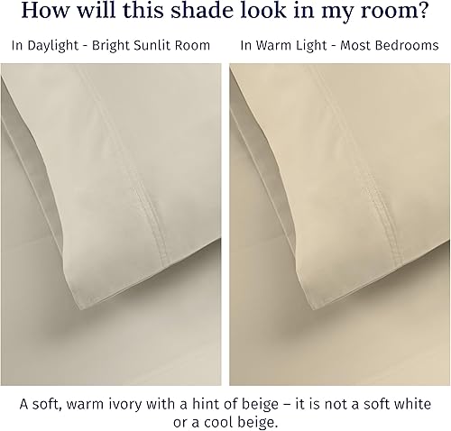 Miniatura 3 de California Design Den - Sábana bajera ajustable de algodón de 600 hilos, con bolsillo profundo elástico