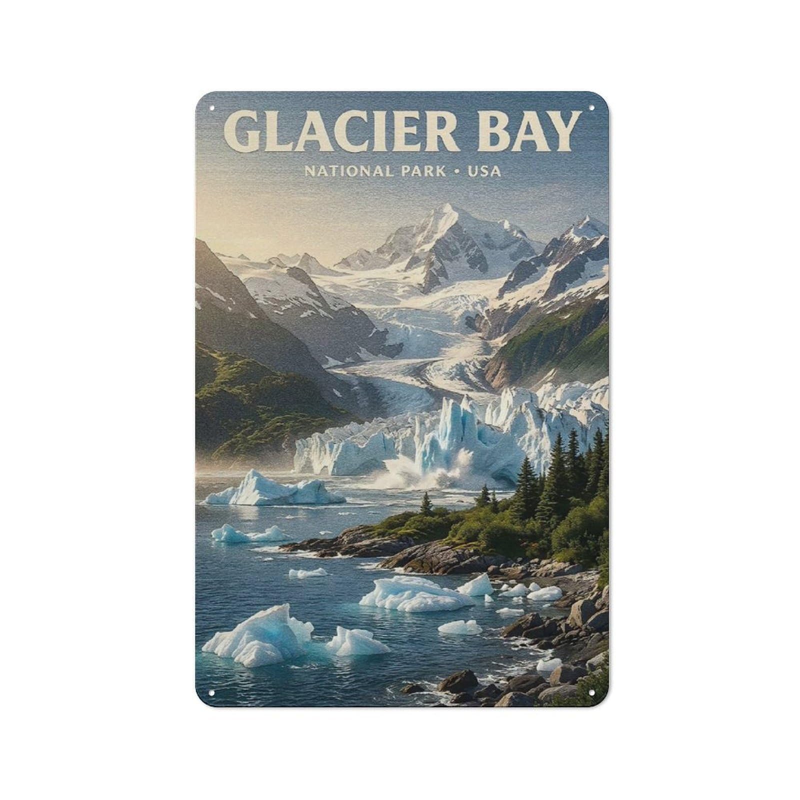 Junmoney Style-23 Smart Glacier Bay National Park Office Metal Sign 30X20cm, Creative Space Decor For Home Office, Reading Corner Or Bedroom