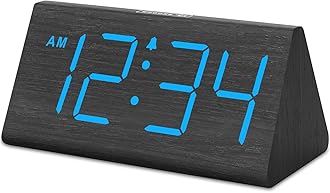 DreamSkyWooden Digital Alarm Clocks for Bedrooms - Electric Desk Clock with Large Numbers, USB Port, Battery Backup, Adjustable Volume, Dimmer, Snooze, DST, 12/24H, Office Wood Decor (Bamaboo)