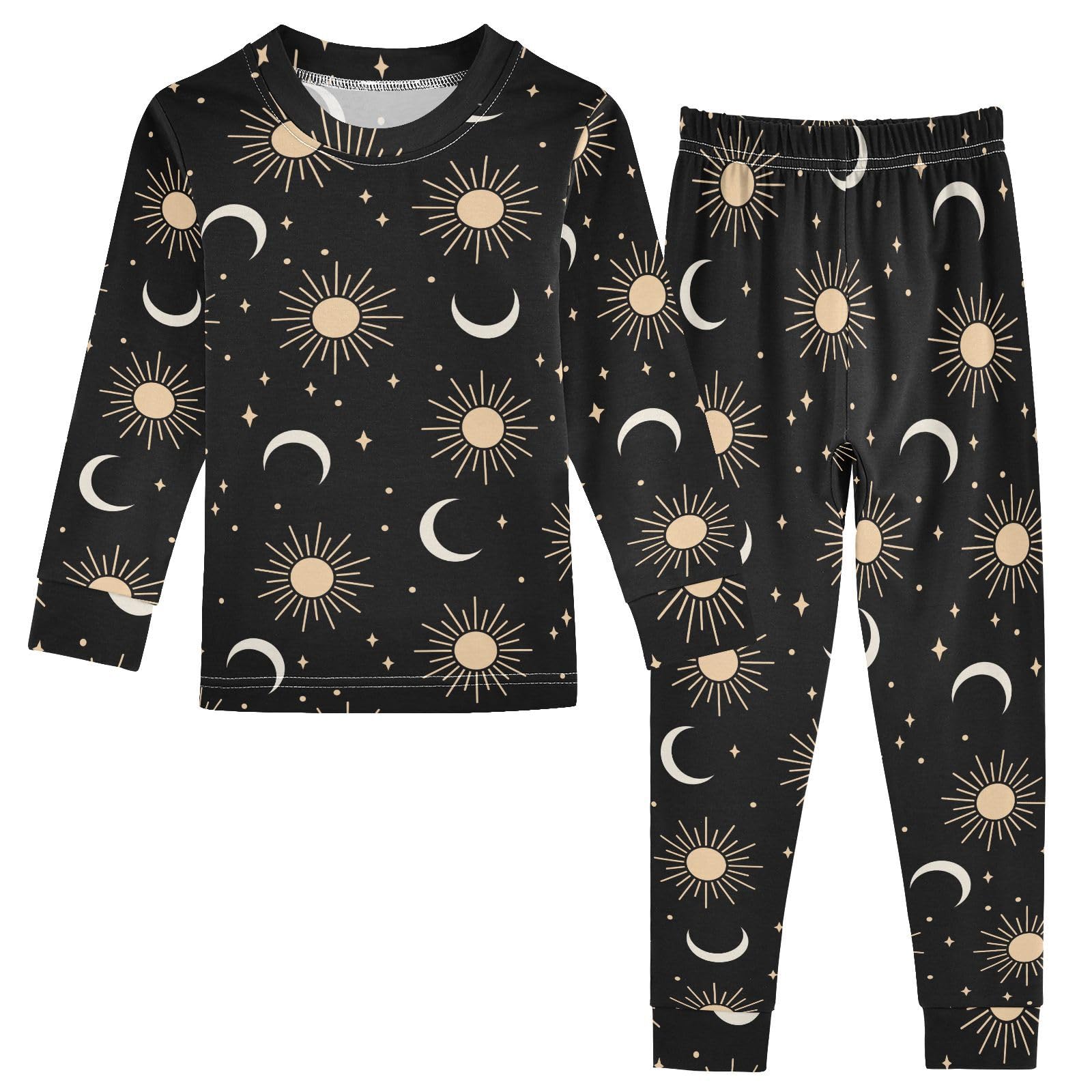 JHKKU Sun and Moon Pajamas Set Cotton 2 Piece Soft Comfy Pjs Long Sleeve Lounge Sleepwear 3T