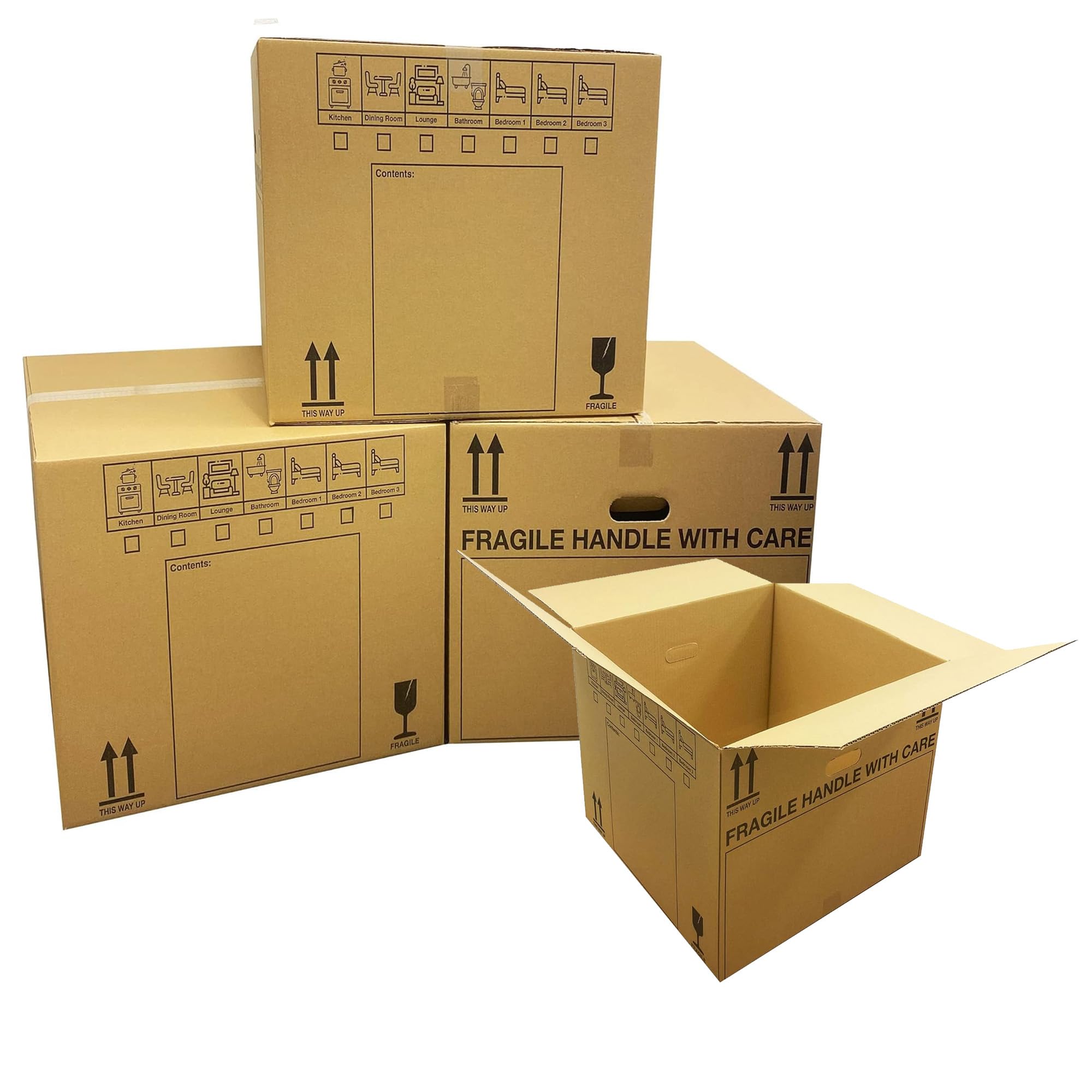 Star Supplies Brown 15 Strong Extra Large Cardboard Storage Packing Moving House Boxes With Carry Handles And Room List 53Cm X 53Cm X 41Cm 115 Litres