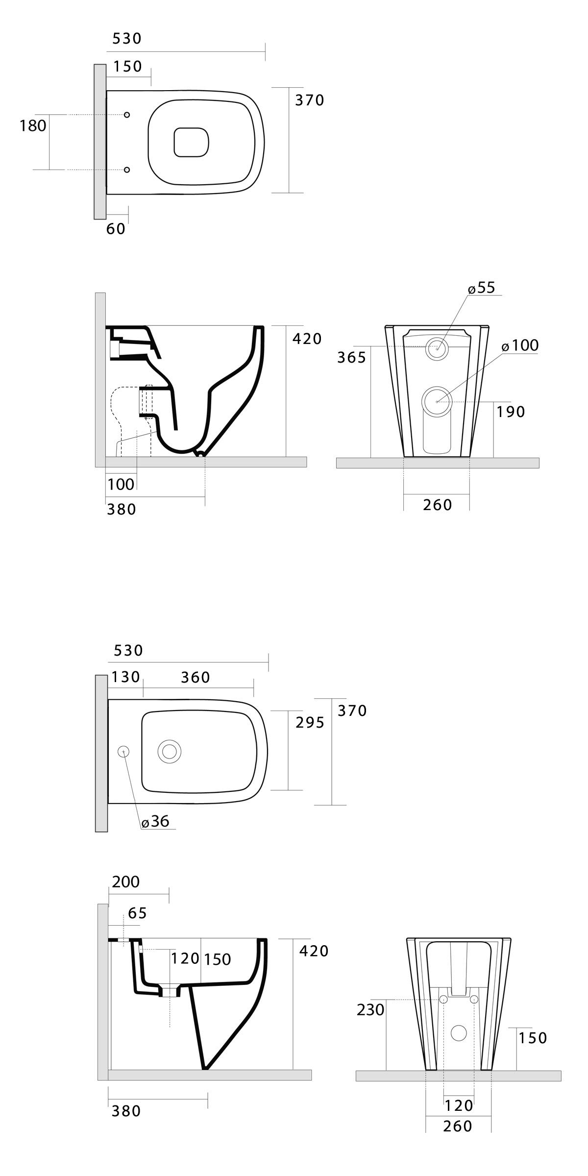 Sanitari bagno a terra filo muro Wc rimless copriwc soft close bidet mod. Nook