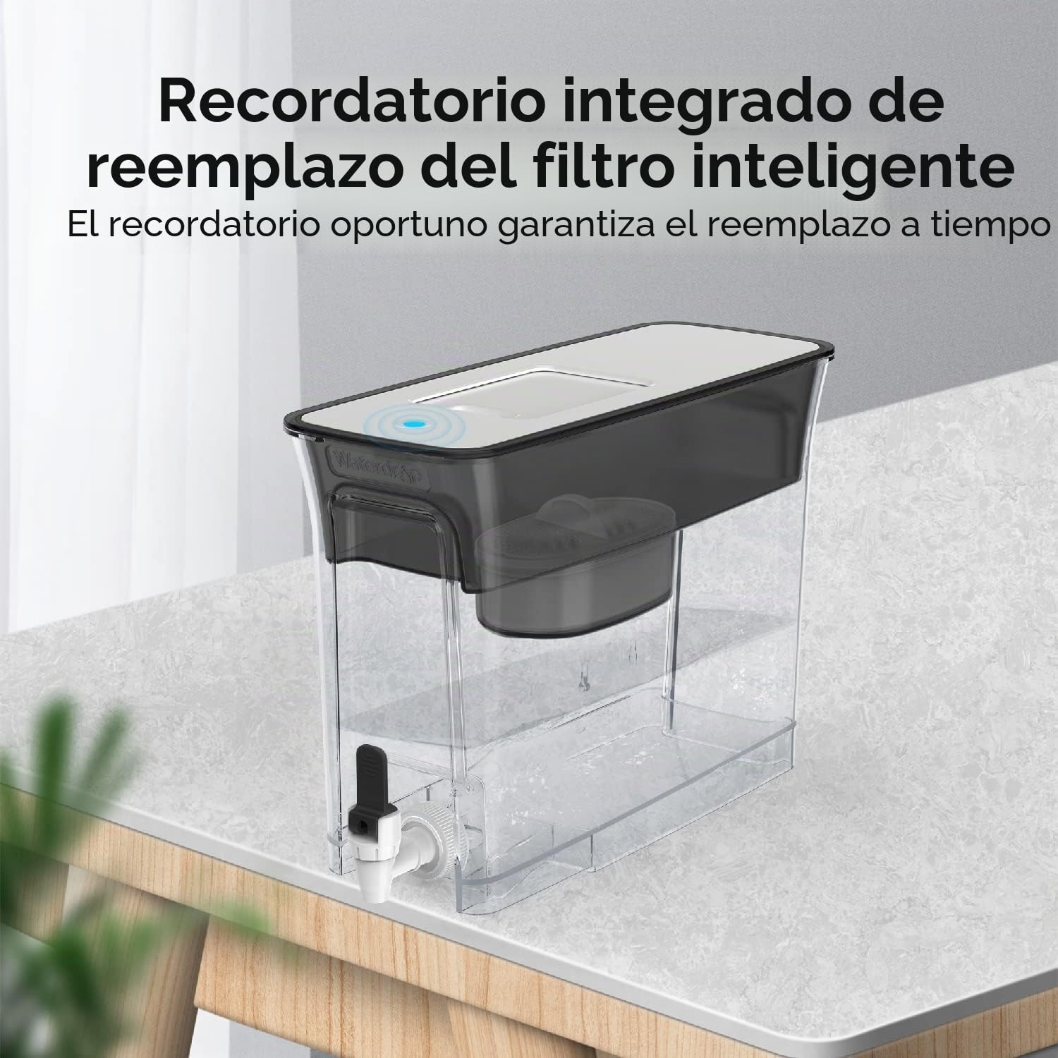 Waterdrop Jarra Filtro de Agua, Dispensador de Filtro de Agua (8,2L) con 1×90 Días de Filtro, Filtro de Agua Certificado NSF Jarra de Agua Potable para Refrigerador, Reduce Cálculo, Cloro, Plomo