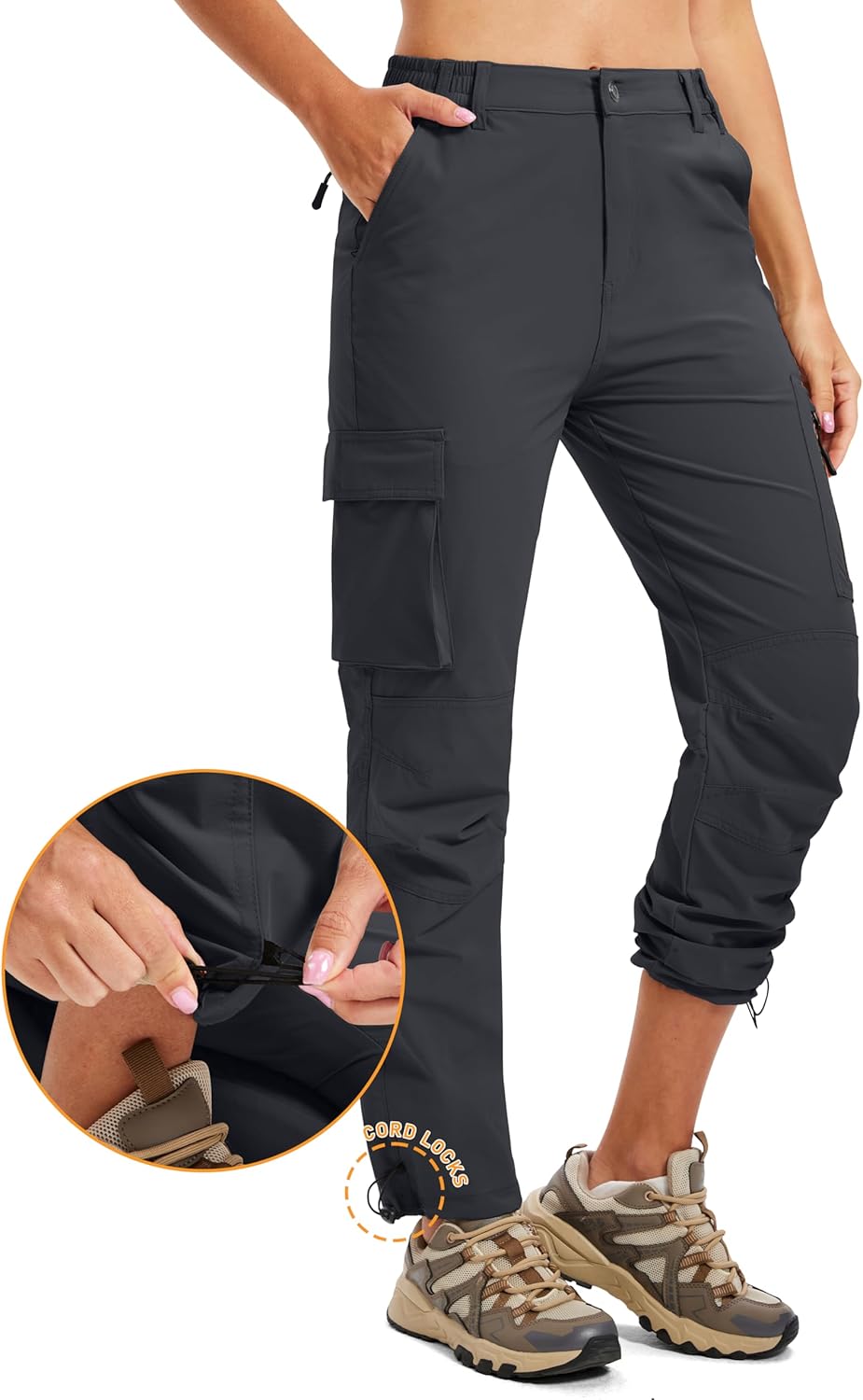 Women's Hiking Cargo Pants Quick Dry Lightweight UPF 50+ Water Resistant Outdoor Travel Work Pants 6 Pockets - Image 4