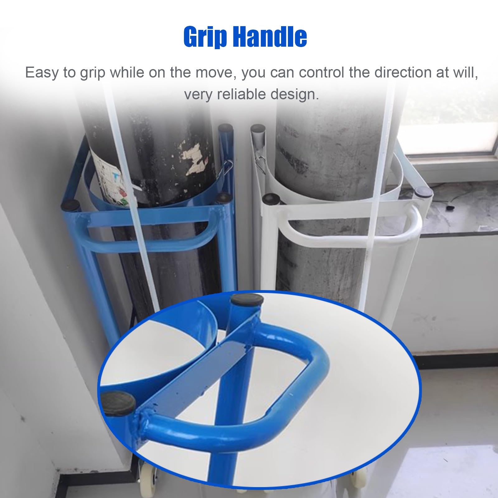 Genérico Soporte portátil para bombonas de Gas con Ruedas y asa, Soporte de Almacenamiento Duradero para Taller y Caravana, solución de fácil Movilidad para bombonas de Gas, diseño Resistente, transp