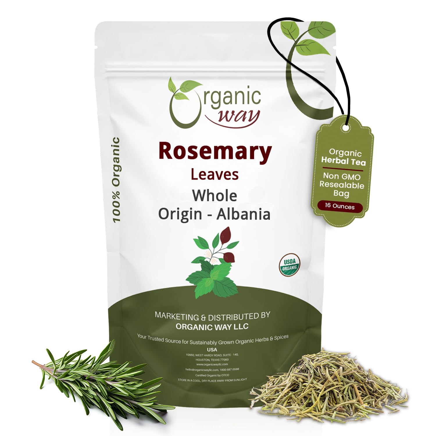 Amazon.com : Organic Way Dried Rosemary Leaves Whole Herb - Herbal