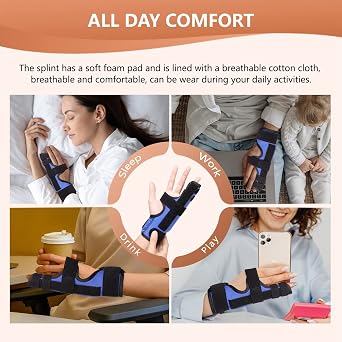 Pinky Finger Splint, Adjustable 4th or 5th Metacarpal Splint Hand Brace for Boxer’s Fracture, Broken Fingers, Arthritis, Tendonitis, Pain Relief, Fits Left Right Hand, S/M