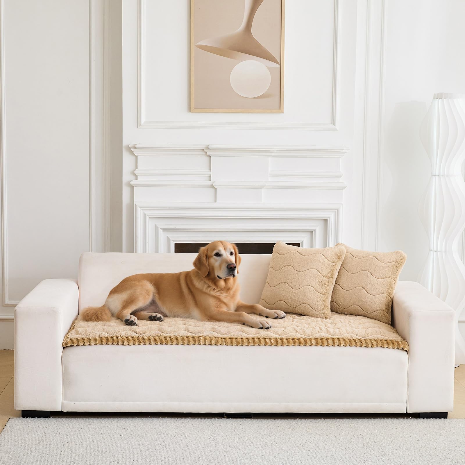 LiveGo Thick Sofa Covers Washable, Pet Couch Cover for Sofa, Washable Dog Couch Protector for Large Dogs, Soft & Fuzzy Non-Slip Sofa Cover for 2, 3, 4 Seater, Furniture Protector for Living Room
