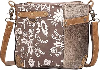 Linaria Upcycled Canvas & Cowhide Shoulder Bag S-1505