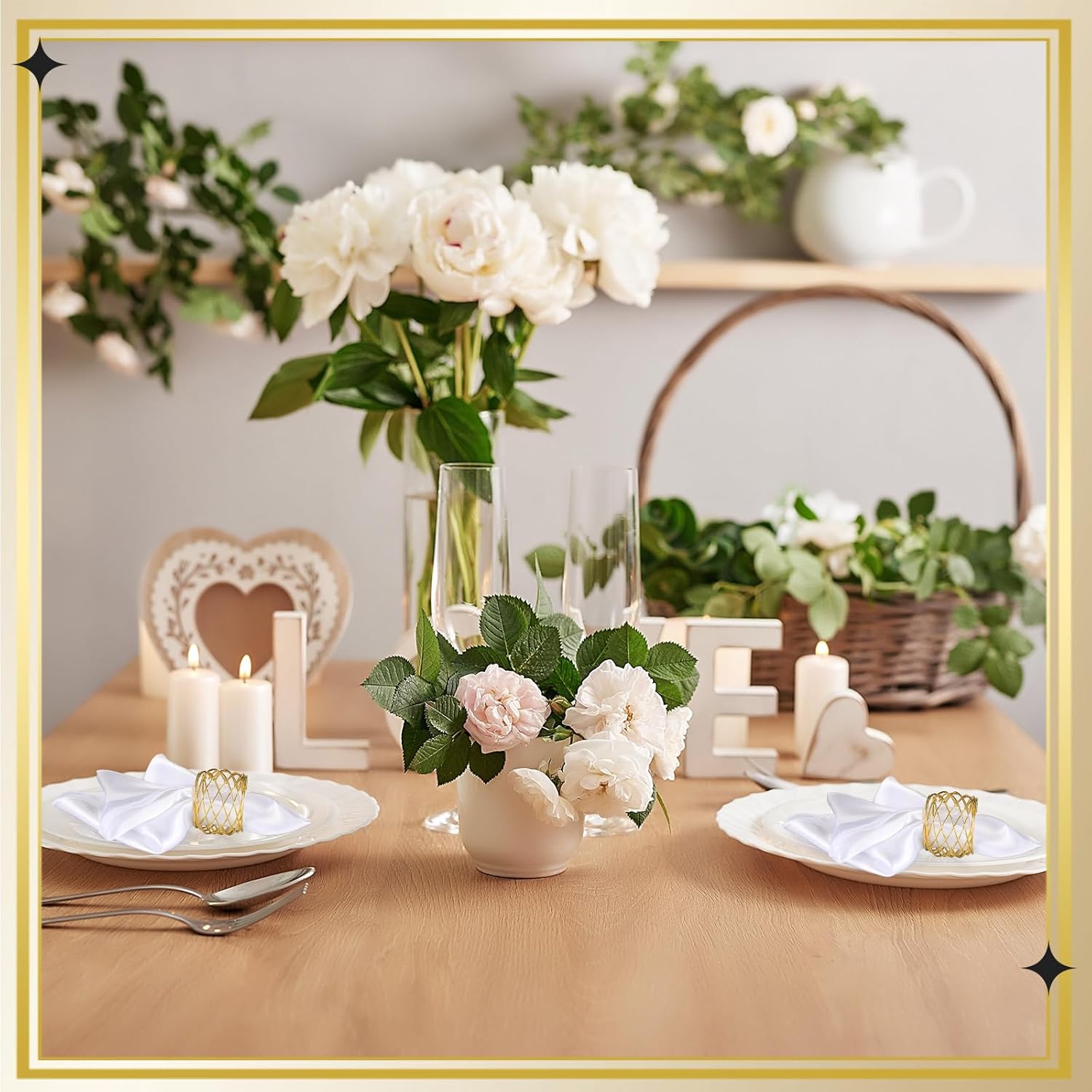 Hicarer 50 Pcs Gold Mesh Napkin Rings Round Metal Napkin Rings Holder Handmade Stainless Steel Napkin Holder for Cloth Napkins for Kitchen Dinning Table Wedding Parties Everyday Use, 1.97 Inch