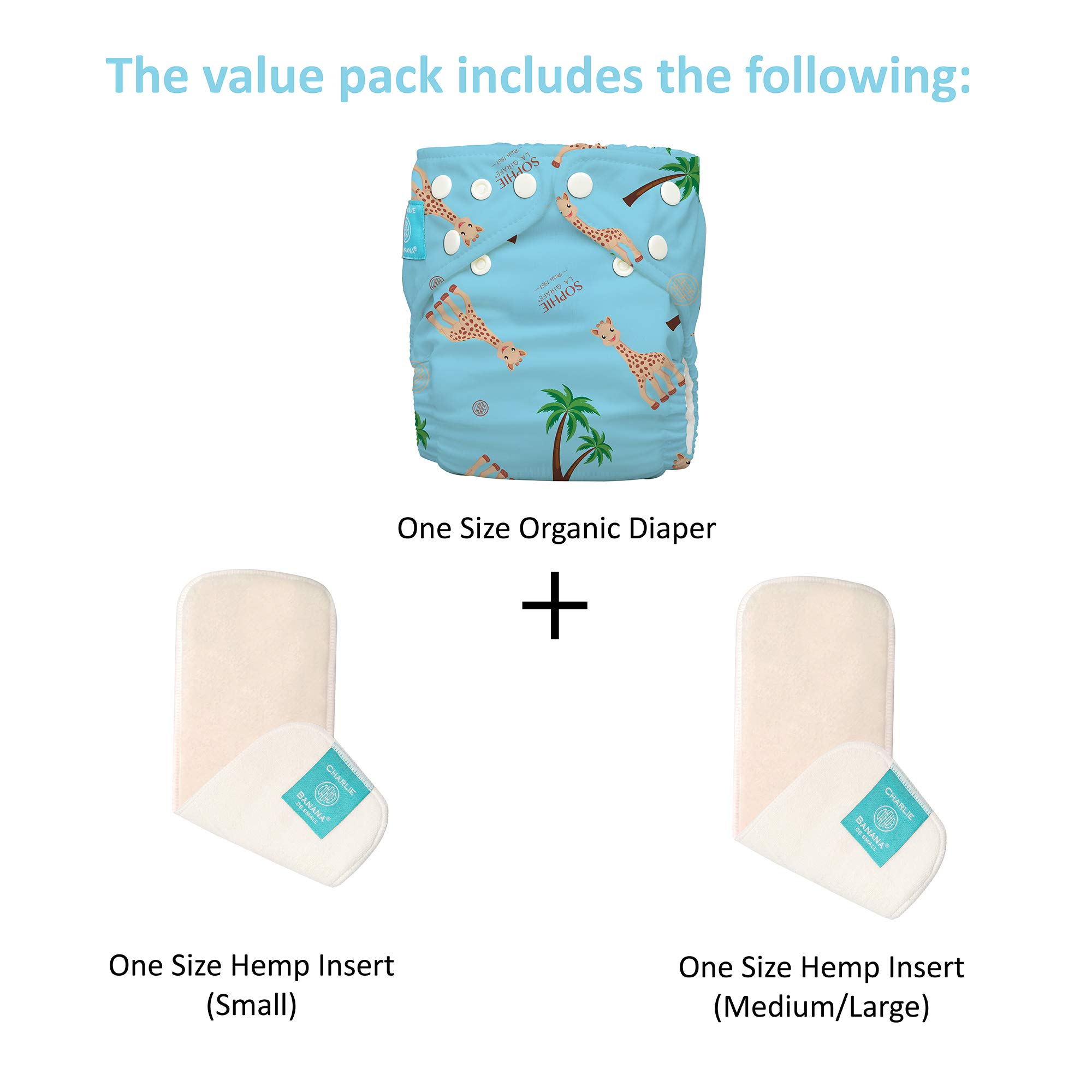Sophie La Girafe Pannolino 2 Inserti Hybrid AIO One Size Blu Coco