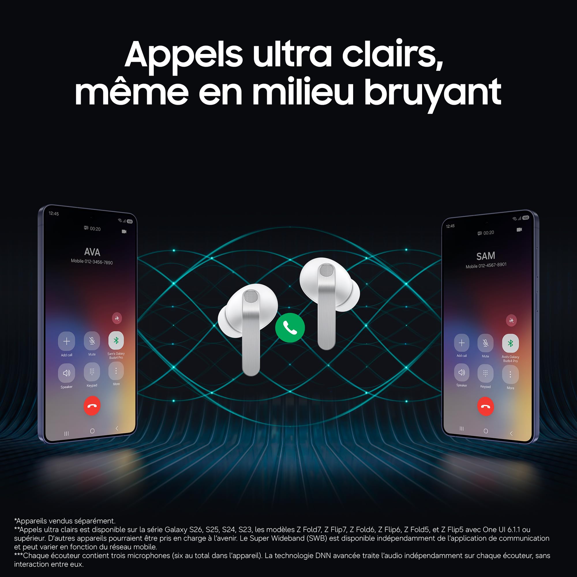 Samsung Galaxy Buds4 Pro, Écouteurs Bluetooth sans Fil, Son Hi-FI de qualité Studio, Double Haut-Parleur, Appels Ultra clairs, Audio 360, Réduction de Bruit Adaptative, Chargeur Secteur Inclus, Noir