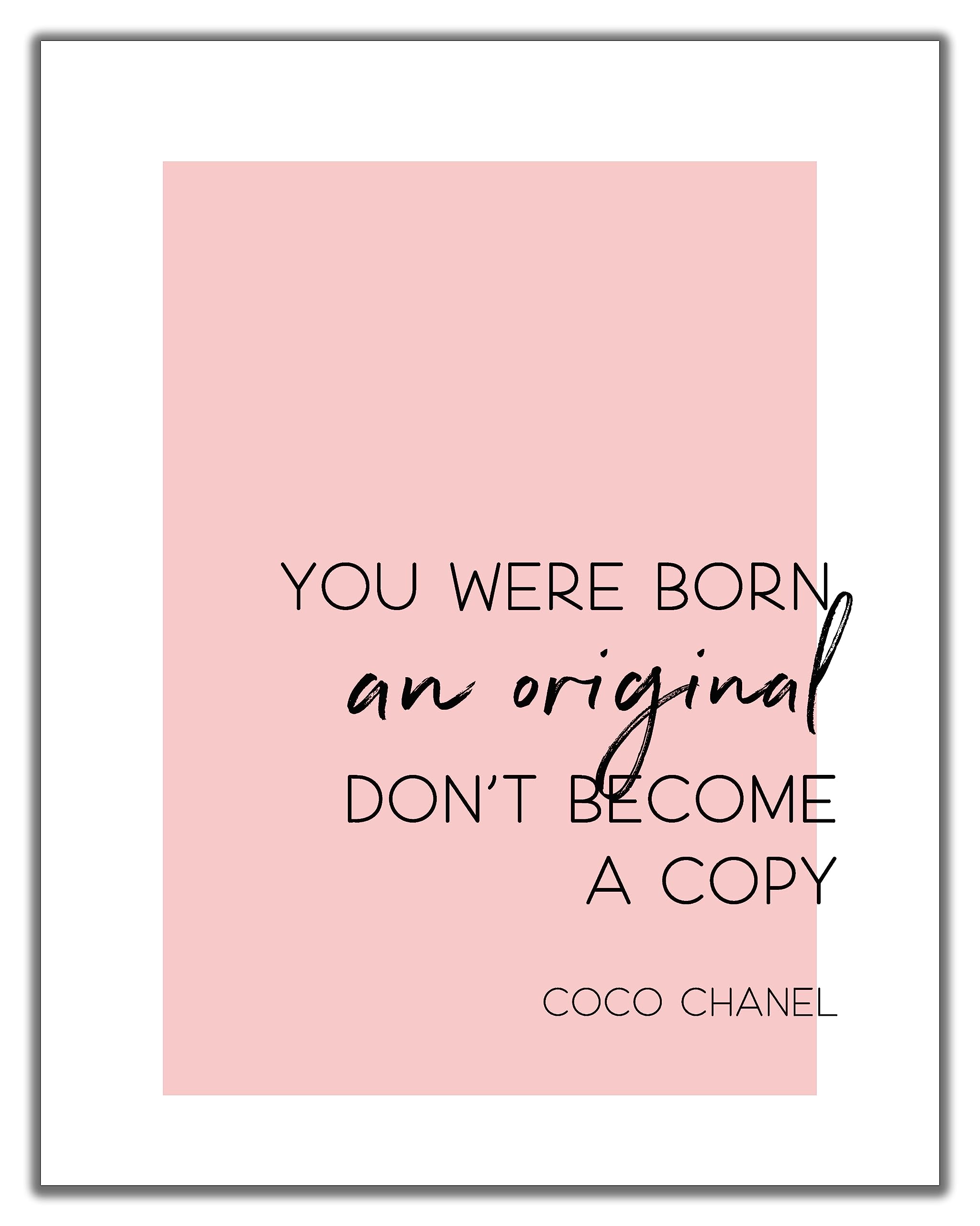 Coco Chanel Inspirational Word Wall Art 11x14 Unframed Black White