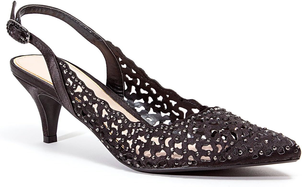 Lady Couture Women’s Dressy Heel Shoes Jewel | 2 1/2 INCH Rhinestone Embellished Pumps | Elegant Party, Wedding & Evening Heels for Women Silver