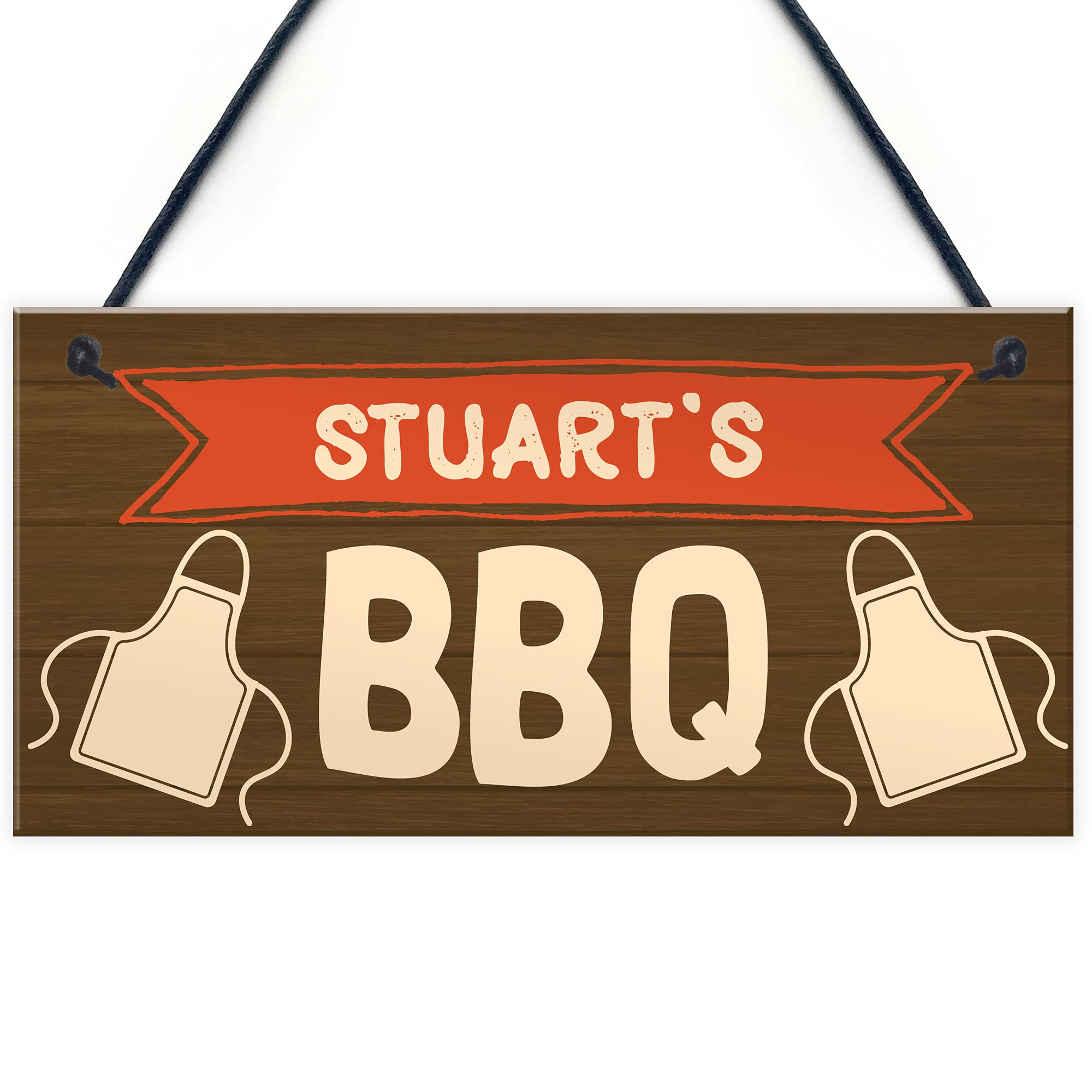 Personalised BBQ Sign Rustic Garden Plaque Man Cave Shed Sign Dad Grandad Gift
