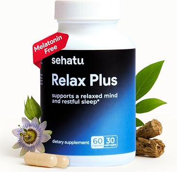 ملحق تخفيف التوتر Relax Plus | مع GABA، L-Theanine، Ashwagandha، Valerian Root | يدعم مزاجًا مريحًا ونومًا مريحًا | 60 عدد | 30 يوم العرض