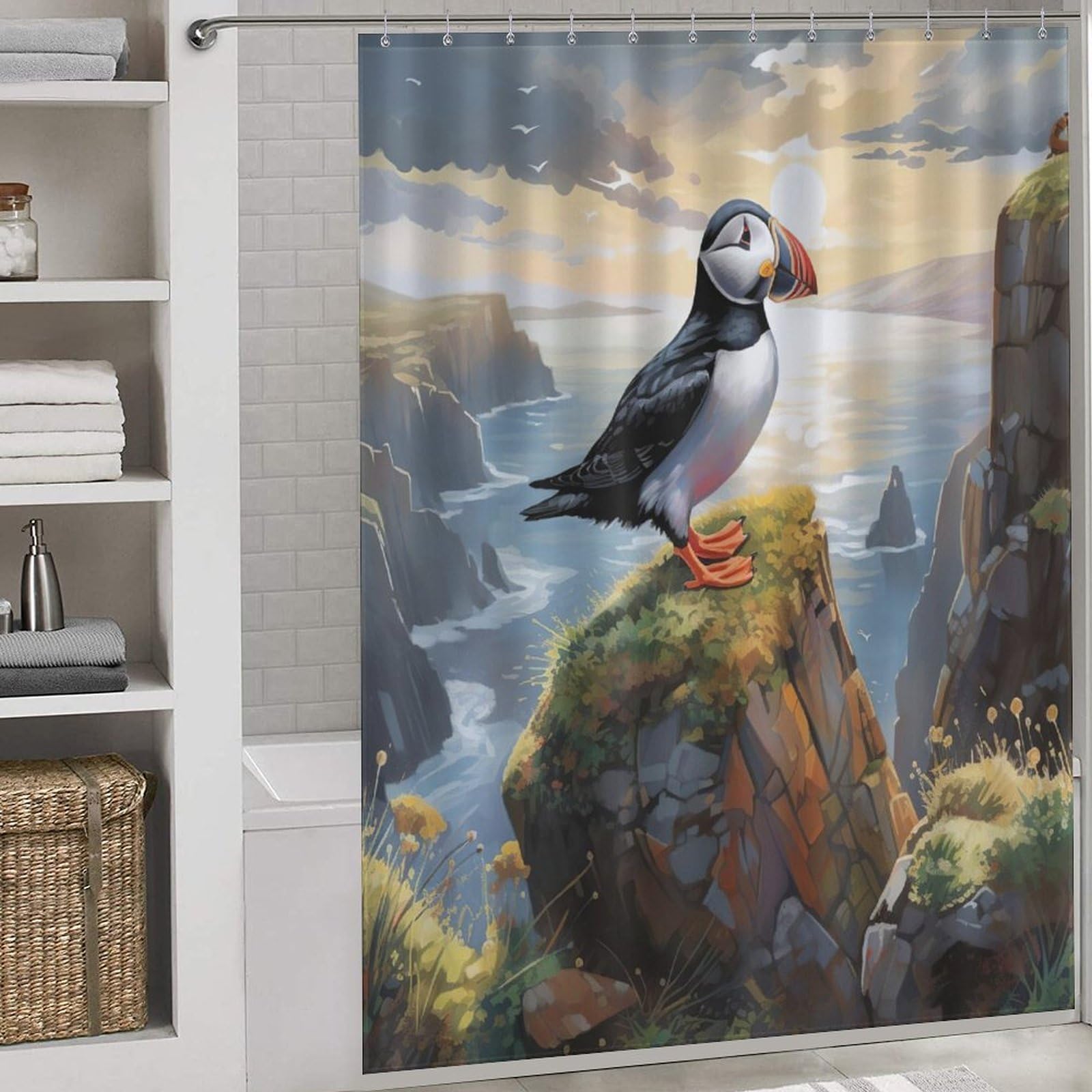 Rideau de douche animal pour une salle de bains style nature