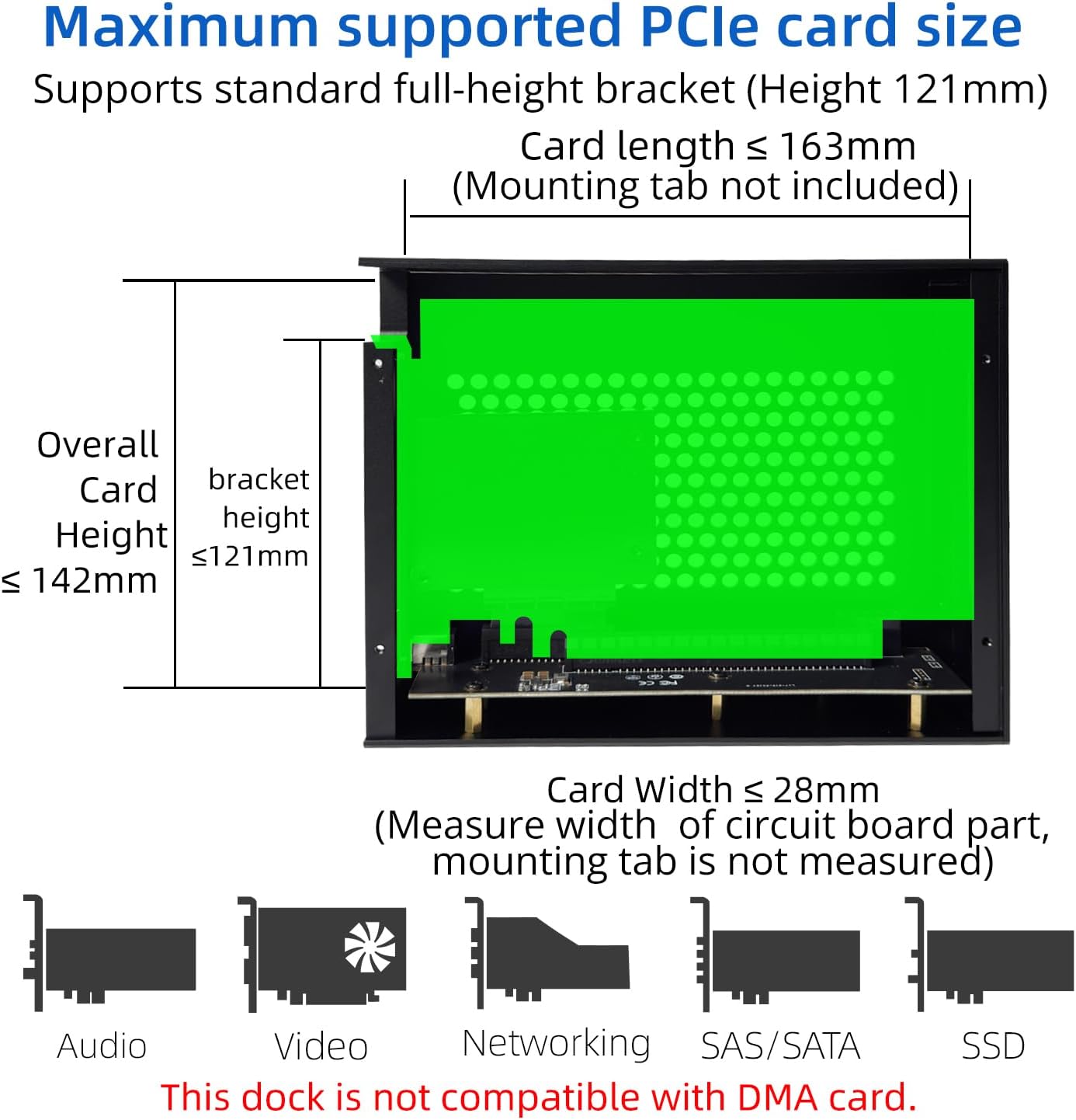 PCIe Express to Thunderbolt 3/4 USB4 Dock, one PCIe 3.0 x16 Slot Input, Compatible with DeckLink Capture Card. Aluminum Alloy Housing Enclosure for Laptops/Desktops (MK-M1s)