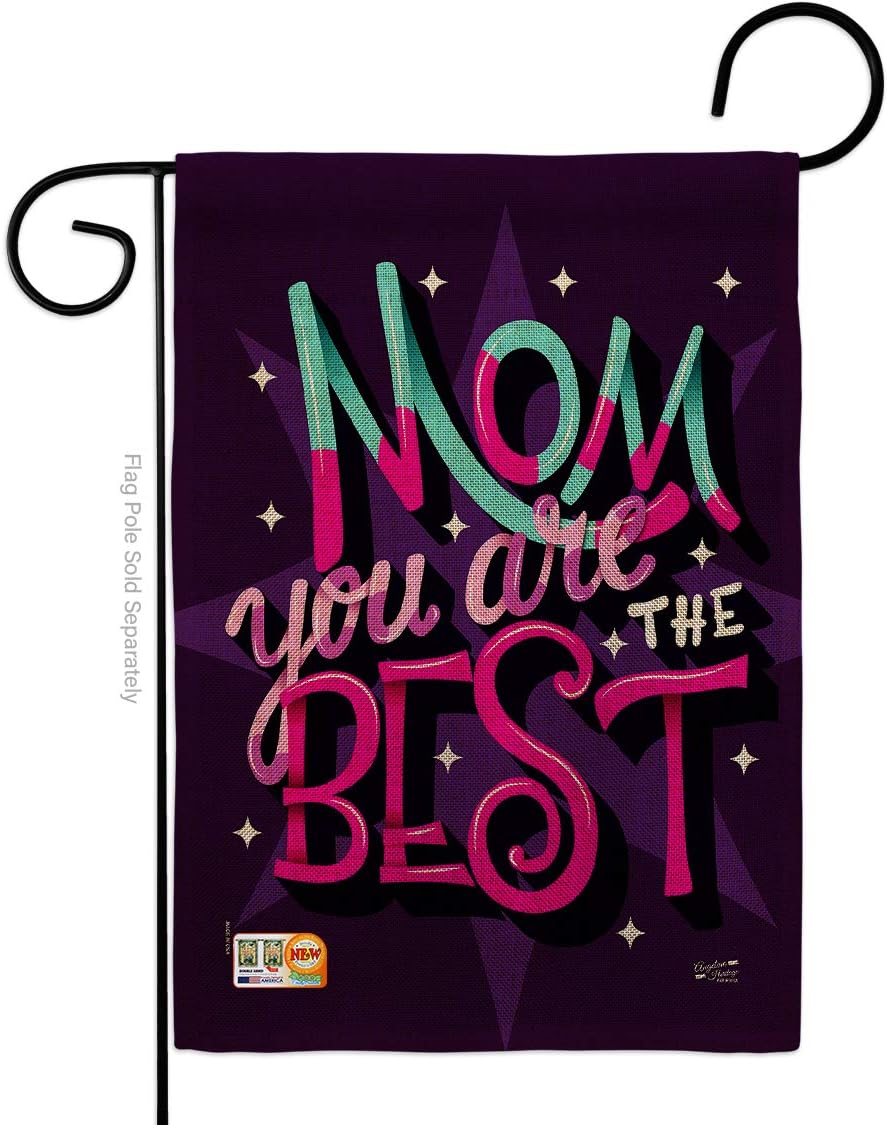 Mom Are Best Burlap Burlap Garden Flag Family Mother Day Mama Grandma Love Flowers Parent Sibling Relatives Grandparent Small Decorative Gift Yard House Banner Double-Sided Made In USA 13 X 18.5