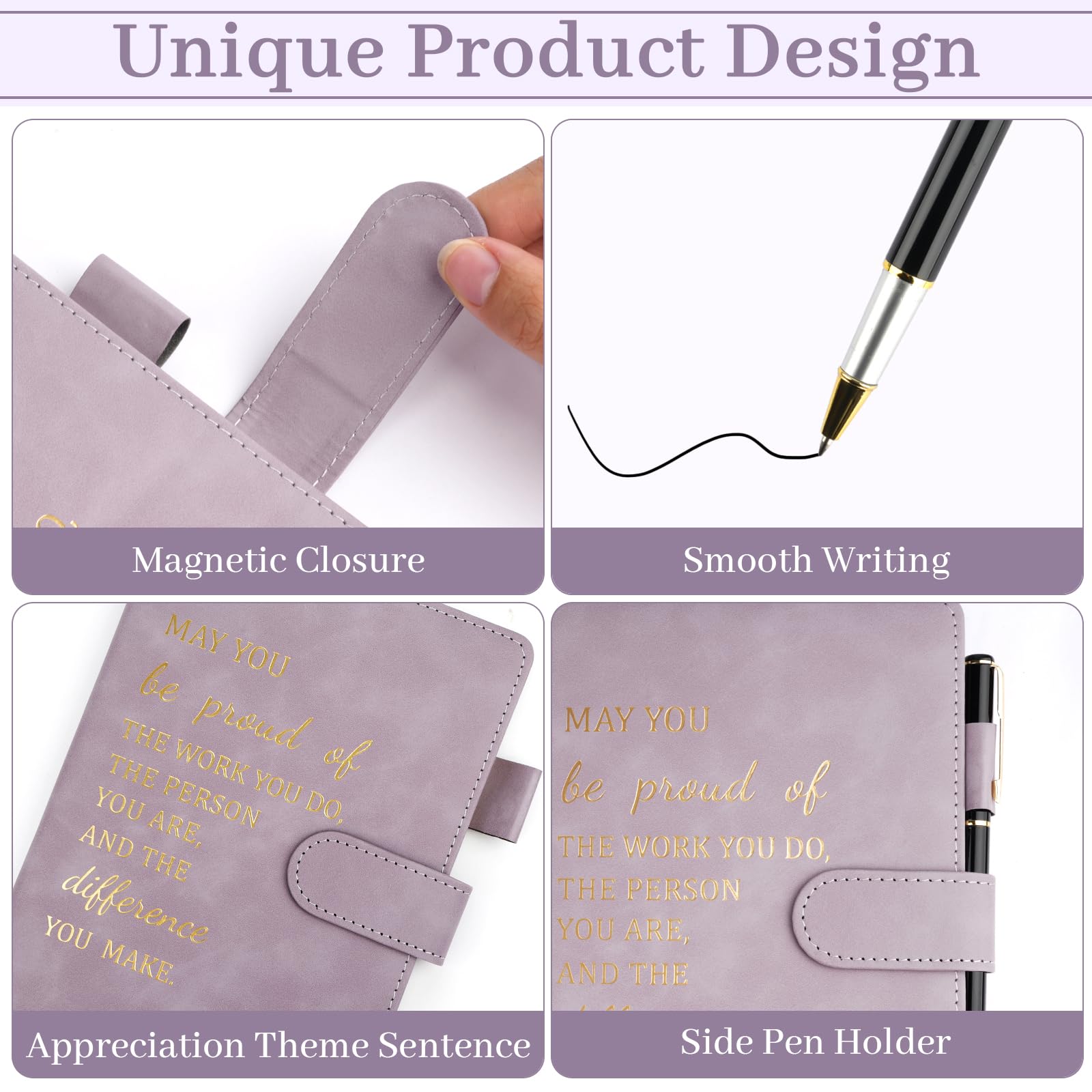 Hopton Inspirational Personalised Notebook, PU Leather Notebook and Pen Set, Employee Appreciation Gifts - Image 4