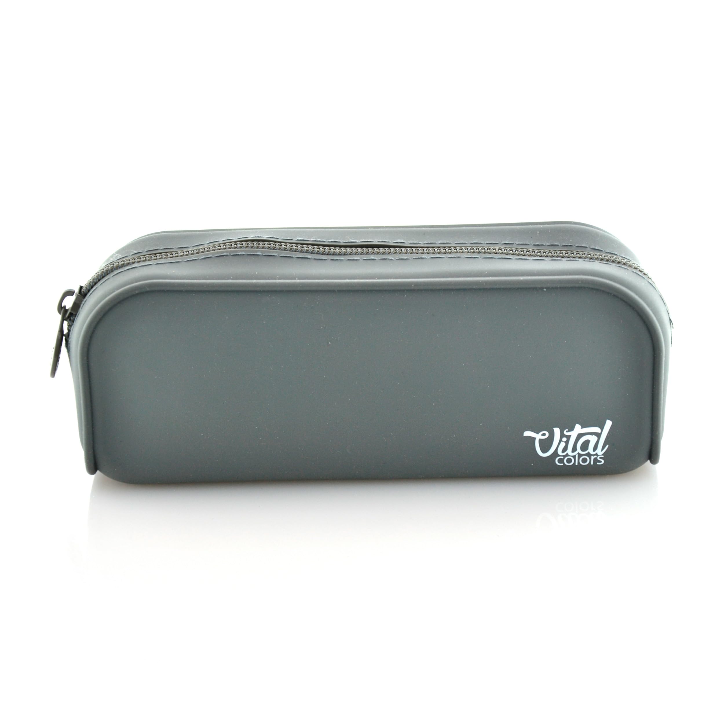 office box Estuche Portatodo Silicone Vital Colors Gris - Ref. 58118G - Textura Ultra Soft - Cierre de Cremallera - Lavable y Resistente - by
