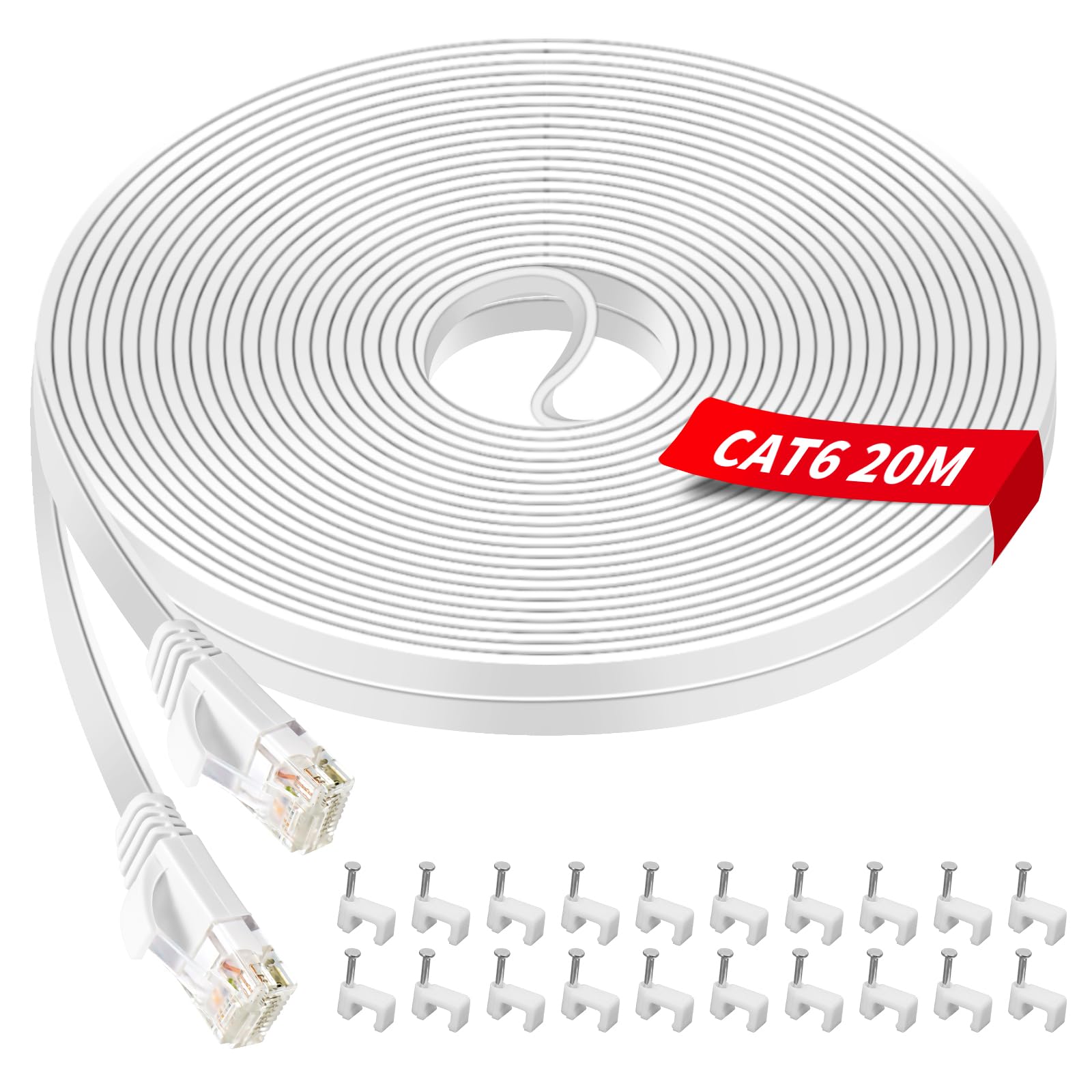 YIIFELL Cavo Ethernet 20 Metri, Cavo LAN Cavo Ethernet Cat 6 Ethernet Cable Cavo di Rete Cavo Internet con Connettori RJ45 per Router, Switch, Modem, PS5/PS4, Smart TV, Xbox
