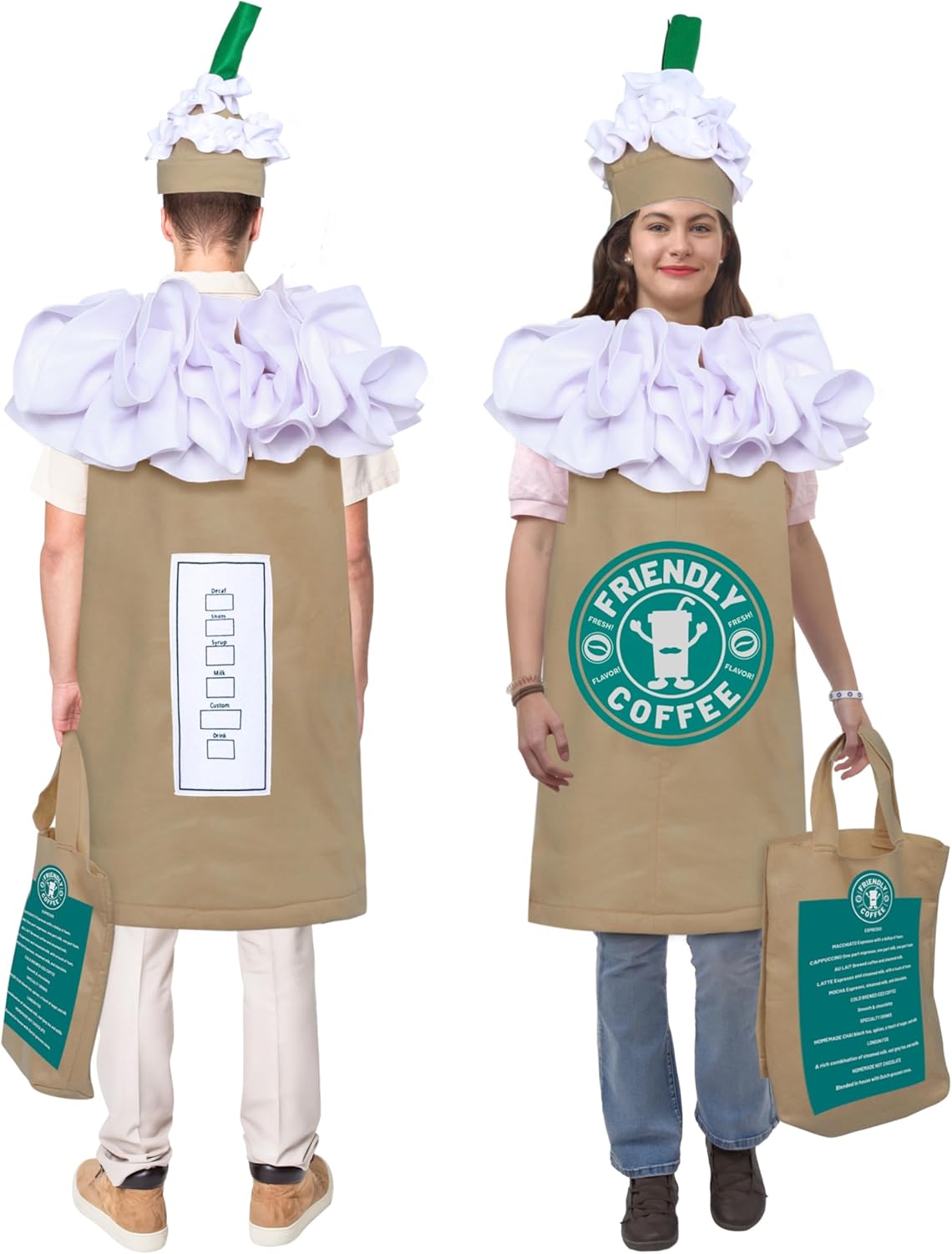 Dress Up America Coffee Costume for Adults - Cute Cappuccino/Frappuccino/Latte Dress-Up for Men and Women