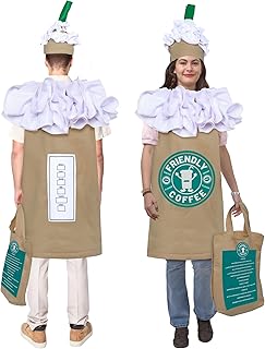 Dress Up America Coffee Costume for Adults - Cute Cappuccino/Frappuccino/Latte Dress-Up for Men and Women - Buy now