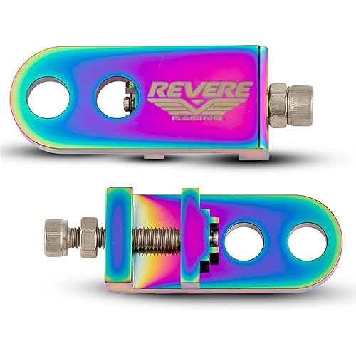 Revere BMX High Performance Pair of 2 Chain Tensioner for Road and MTB Bikes | Lightweight Aluminum Alloy (Oil Slick)
