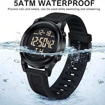 Military Black Waterproof Sports Wrist Watches for Men Digital Tactical Mens Sport Watches Waterproof Military