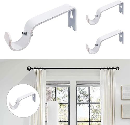 Miniatura 5 de Kowibcl Soporte para barra de cortina, 6 soportes para barra de cortina para barra de 1 pulgada, ganchos para barra de cortina para pared, soportes