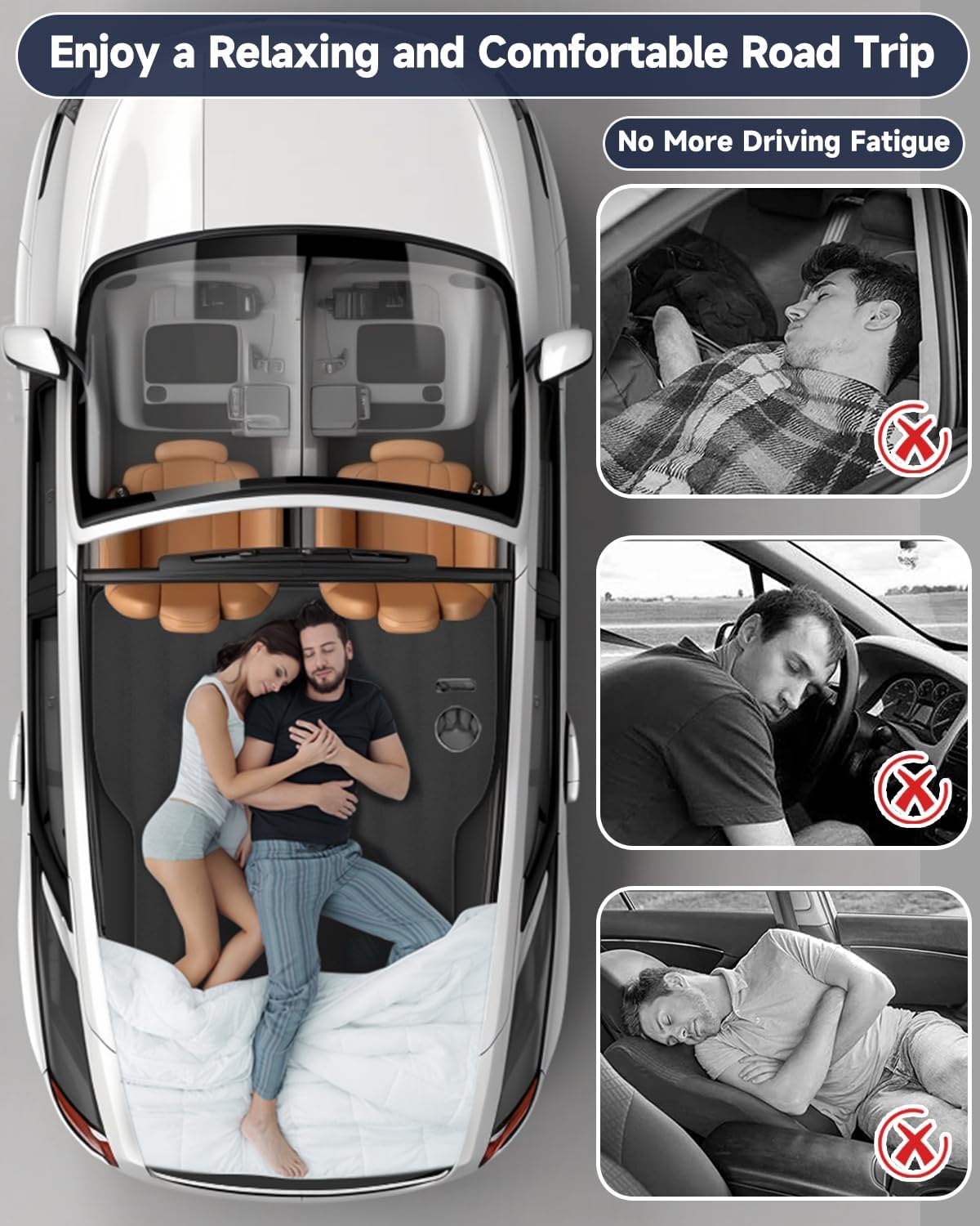 Umbrauto Custom Fit Air Mattress for Tesla Model Y/Juniper, 2026 Upgraded Inflatable Camping Bed for Back Trunk, Soft Flocking Surface+Reinforced Bottom Sleeping Pad w/Pump for Outdoor Travel