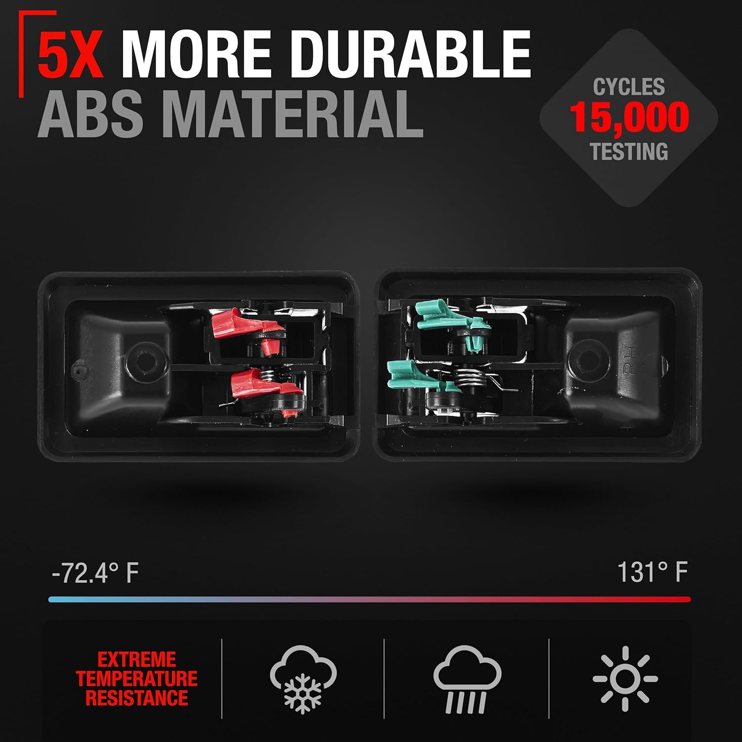 T1A Interior Front/Rear Driver and Passenger Door Handle - 2-pc Set - Compatible with 1984-2002 Jeep Wrangler - Textured Black, Plastic - OEM 55176476AB, 55176477AB, 55029578, 79541