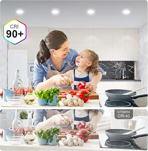 Miniatura 3 de Paquete de 6 lámparas de techo LED ultrafinas de 6 pulgadas y 12 W, con caja de conexiones de metal, 2700 K3000 K3500 K4000 K5000 K seleccionables,