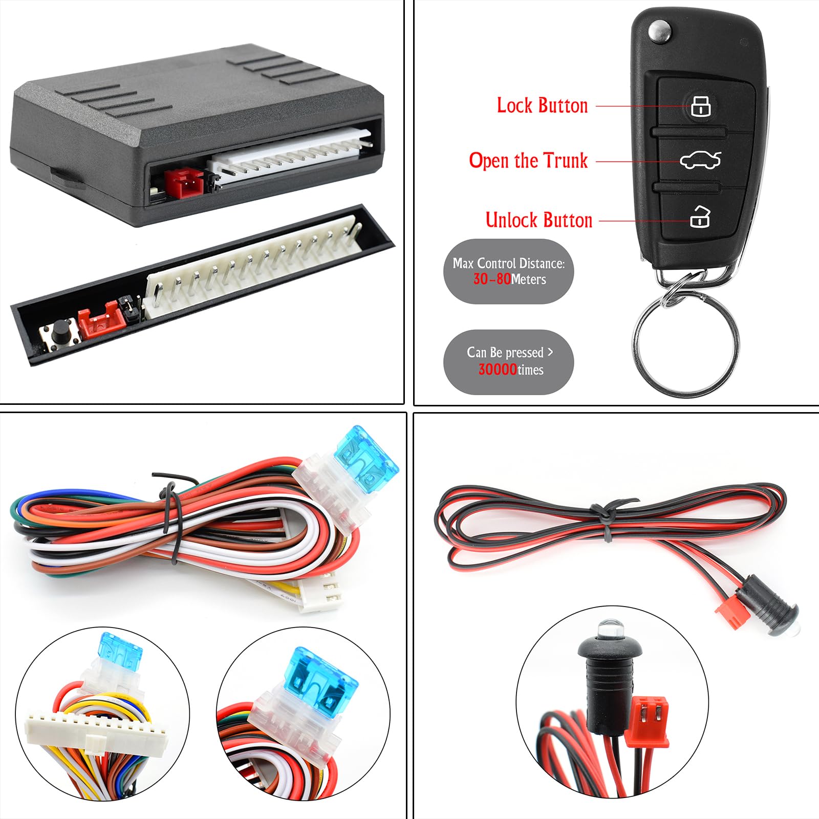 XUKEY Auto Zentralverriegelung Universal Keyless Go Nachrüsten Schlüsselloses Zugangssystem Auto Türschloss Keyless Entry System mit 2 Fernbedienung Kit