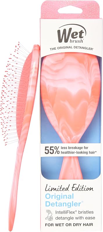 Wet Brush Original Detangler Hair Brush, Flexible Bristles Gently Detangle All Hair Types, Works on Wet or Dry Strands, Ergonomic Handle, Reduces Breakage, Limited Edition, Summer Treat Strawberry