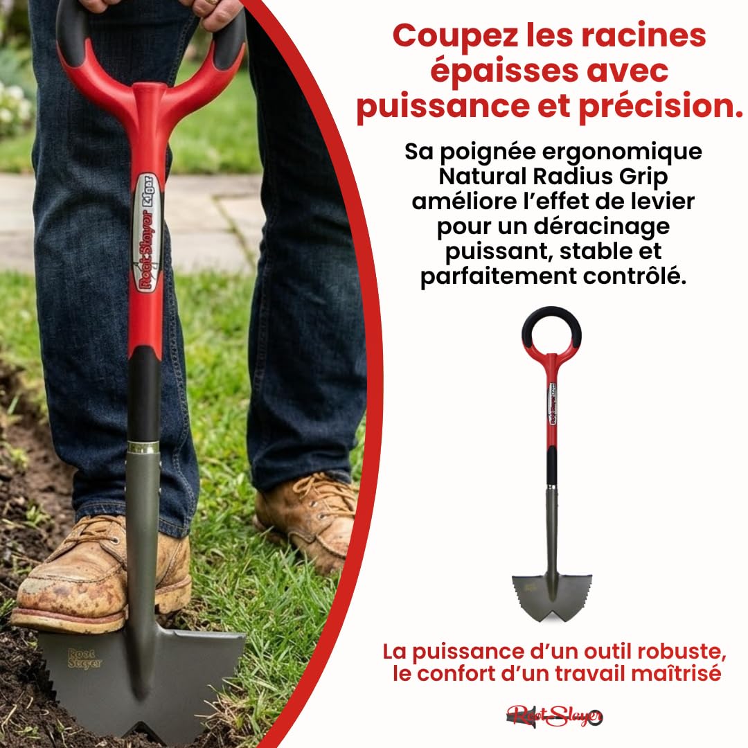 VENTEO - Dresse Bordure Manuel Coupe Racines RootSlayer | Outil Jardin pour Pelouse, Massif, Allée et Terrasse | Lame Acier pour Extérieur | Coupe Bordure Précis