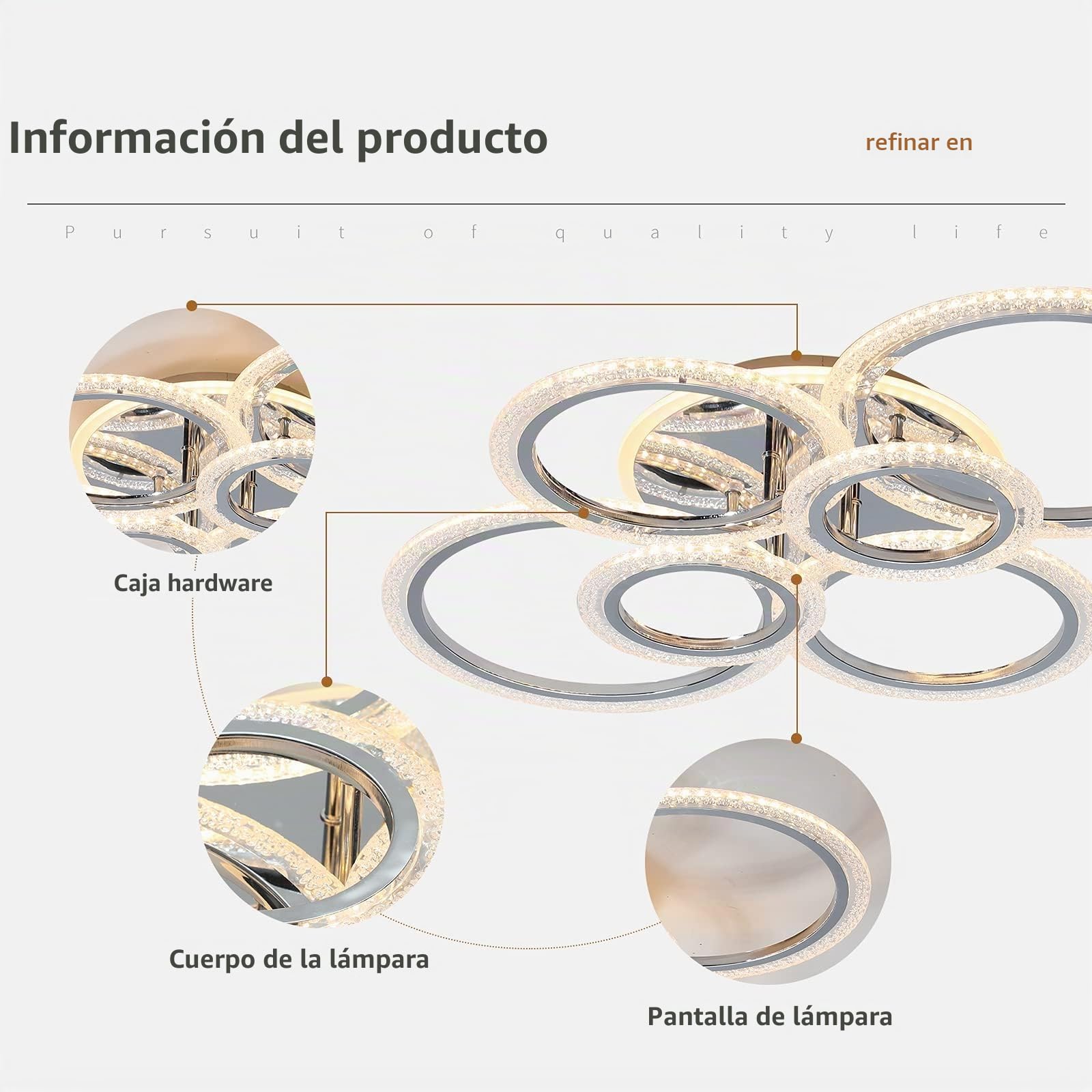 Qcyuui LáMpara De Techo Moderna Regulable, LáMpara De Techo Led De Montaje Empotrado, NóRdica De 6 Ronda Con Mando A Distancia Para SalóN Dormitorio Comedor Cocina | 6100 lm, 3000K-6500K ajustable con control remoto, pantalla de acrílico para dormitorio,
