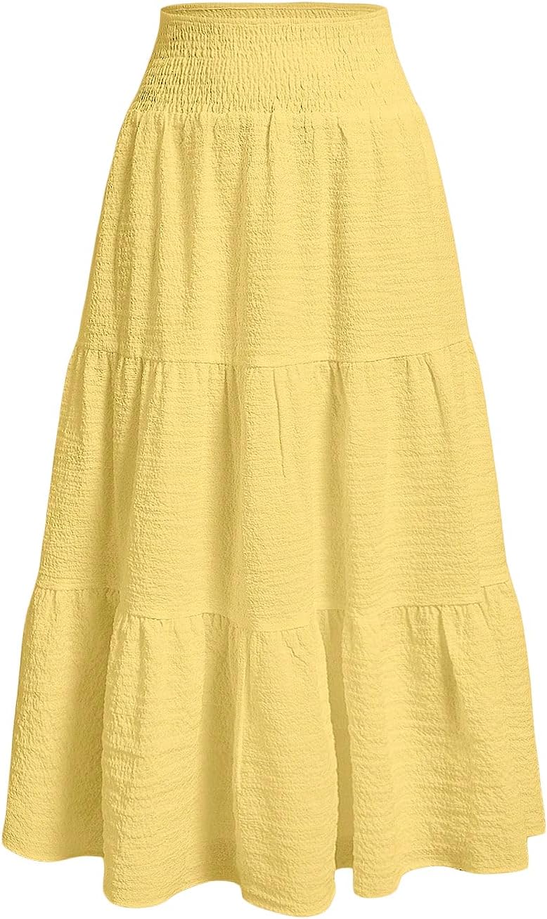 Floerns Girl's Floral Boho Layered Cute Frill Trim Summer Maxi Skirt
