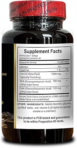 Miniatura 3 de Aceite de pescado Omega 3 - Omega-3, EPA, DHA y vitamina D, cápsulas de aceite de pescado, suplemento líquido de aceite de pescado Omega 3, aceite